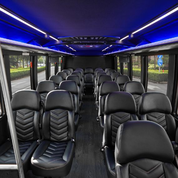 Interior of a charter bus