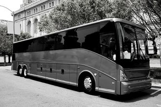A full-size charter bus rental